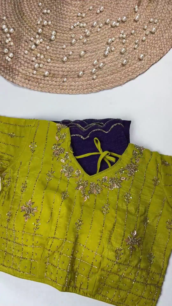 2620-2.png Premium Mustard Embroidered Blouse with Elegant Purple Dupatta Set