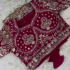 Premium Bridal Maroon Heavy Embroidered Designer Blouse with Dupatta Set