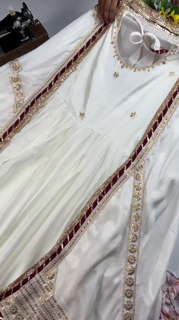 2624-1.png Elegant White Premium Partywear Gown / Dress with Embellished Detailing