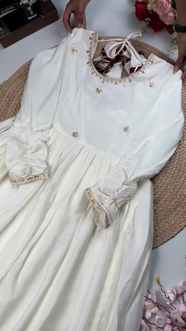 2624-2.png Elegant White Premium Partywear Gown / Dress with Embellished Detailing