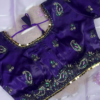 Premium Dark Purple Embroidered Designer Blouse with Elegant Lavender Dupatta Set