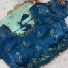 Peacock Blue Heavy Embroidered Designer Blouse with Coin Border