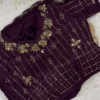 2629-2.png Royal Wine Purple Heavy Embroidered Designer Blouse with Sequin Grid Work