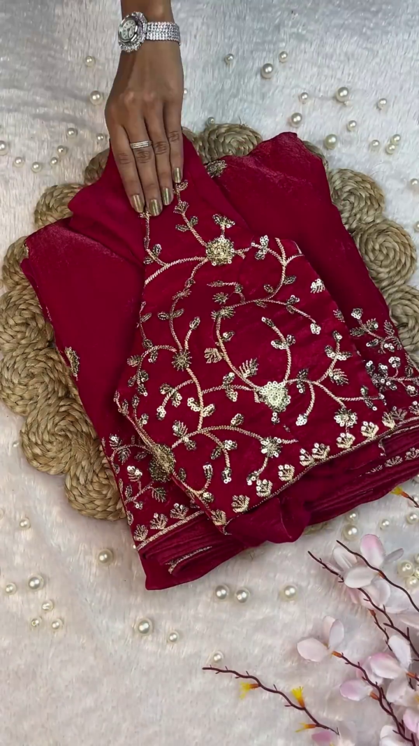 2630-2.png Deep Wine Red Embroidered Designer Blouse with Dupatta