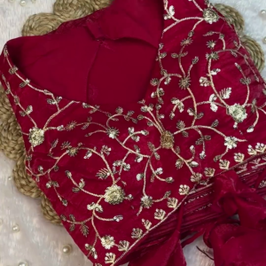 2630-3.png Deep Wine Red Embroidered Designer Blouse with Dupatta