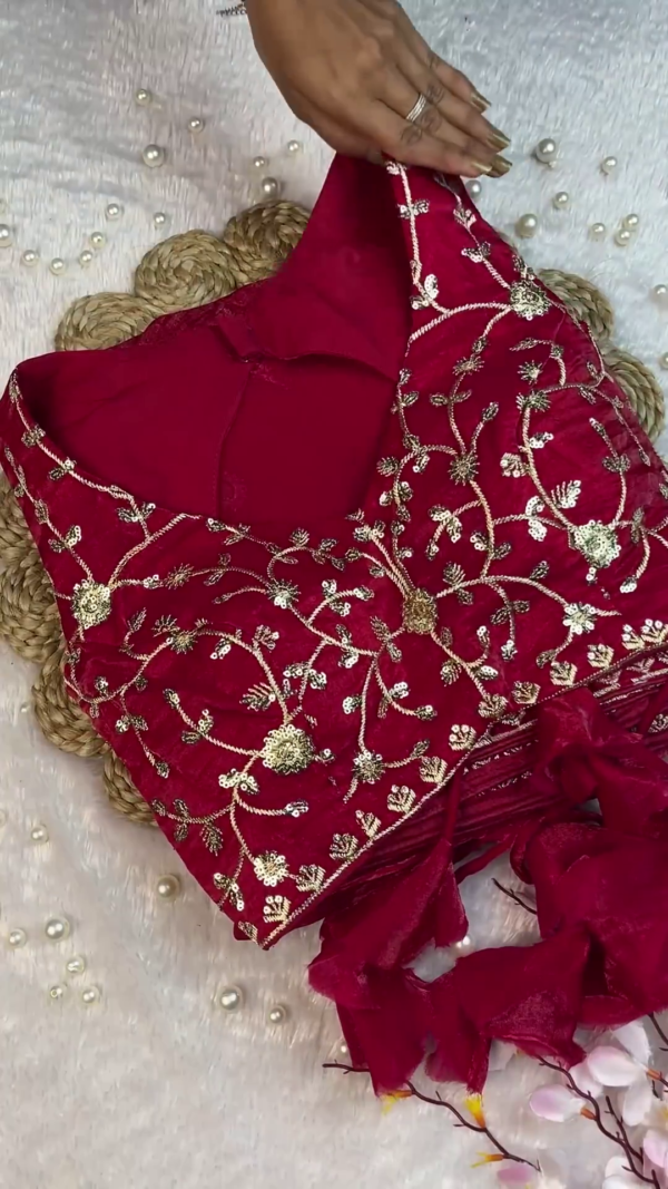 2630-3.png Deep Wine Red Embroidered Designer Blouse with Dupatta