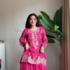 2639-3.png Rochani Pink Bandhani Print Designer Sharara Set