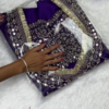 Regal Indigo Violet Mirror-Work Designer Kurti with Fringe Detailing