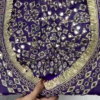 Regal Indigo Violet Mirror-Work Designer Kurti with Fringe Detailing
