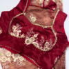 2647-3.png Royal Maroon Heavy Embroidered Designer Blouse with Olive Green Saree Set