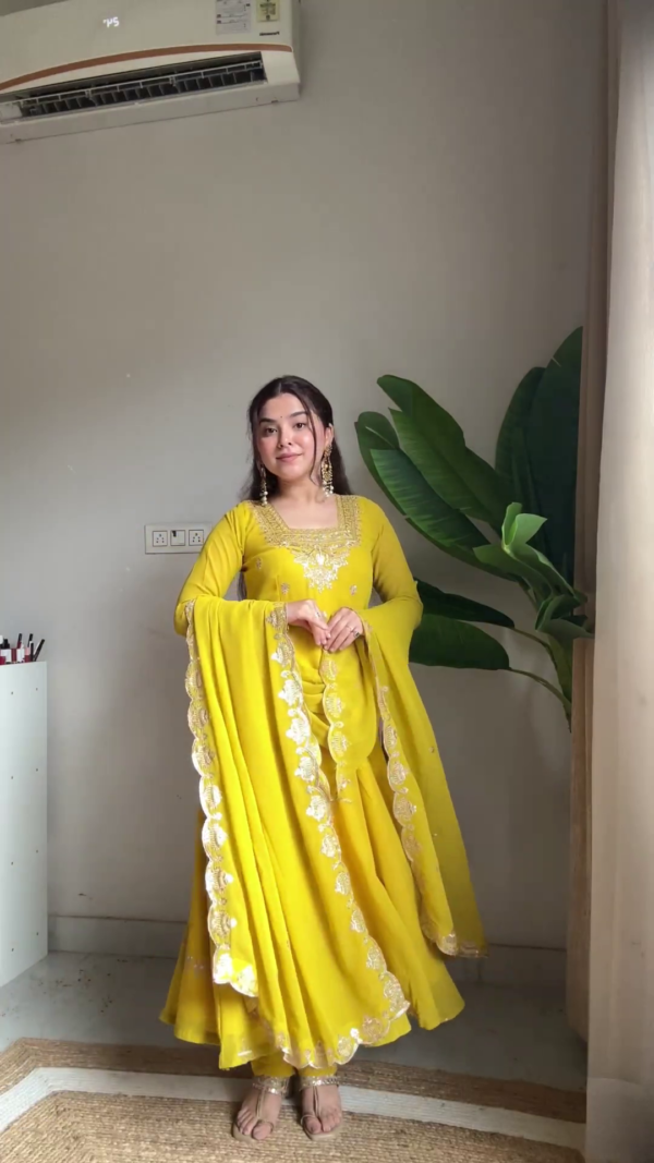 2648-1.png Sunlight Yellow Designer Anarkali Set with Scalloped Embroidery