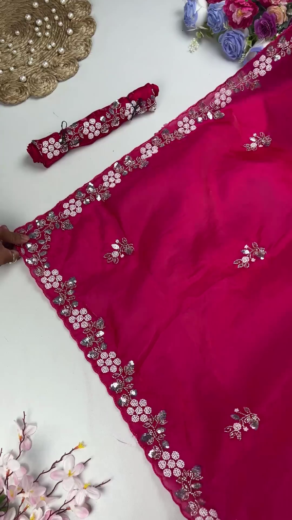 2649-1.png Royal Rani Pink Heavy Embroidered Designer Saree with Sequin Accents