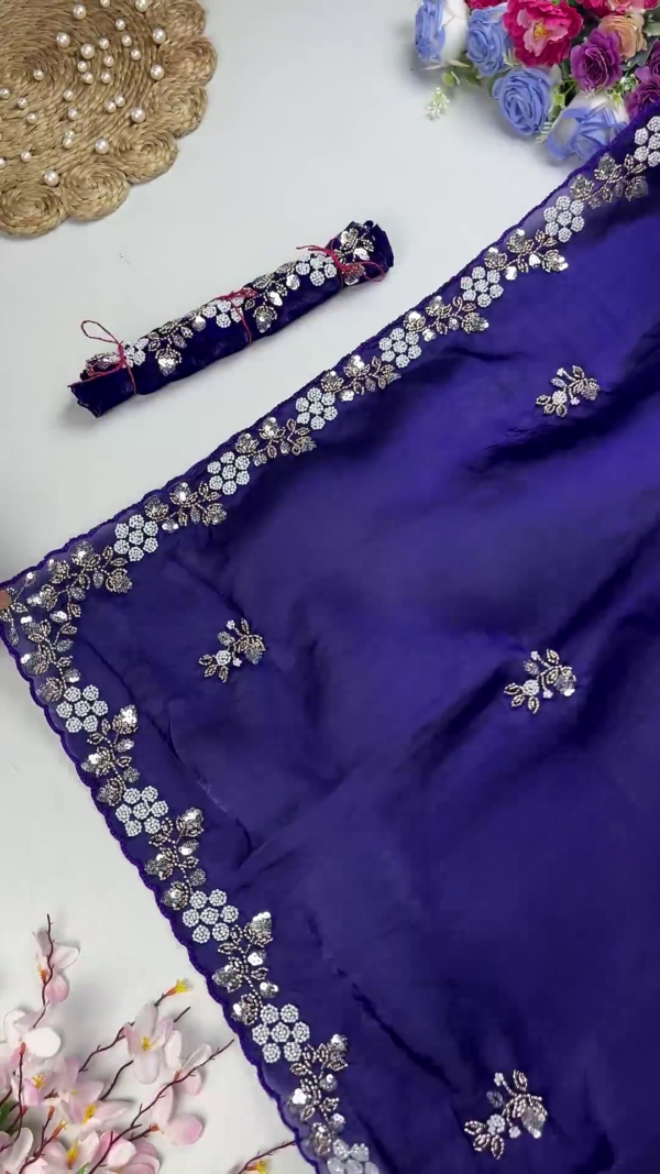 2649-3.png Royal Rani Pink Heavy Embroidered Designer Saree with Sequin Accents