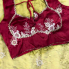 2650-4.png Regal Maroon Embroidered Blouse with Olive Green Scalloped Saree Set