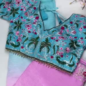 2654-1.png Azure Garden Embroidered Blouse with Ombre Lilac Saree Set