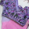 Azure Garden Embroidered Blouse with Ombre Lilac Saree Set