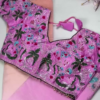 Azure Garden Embroidered Blouse with Ombre Lilac Saree Set