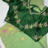 2656-3.png Royal Maroon Leaf-Embroidered Blouse with Sand Gold Saree Set