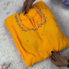 2657-2.png Sunlight Yellow Designer Gown with Ornate Pearl Borders