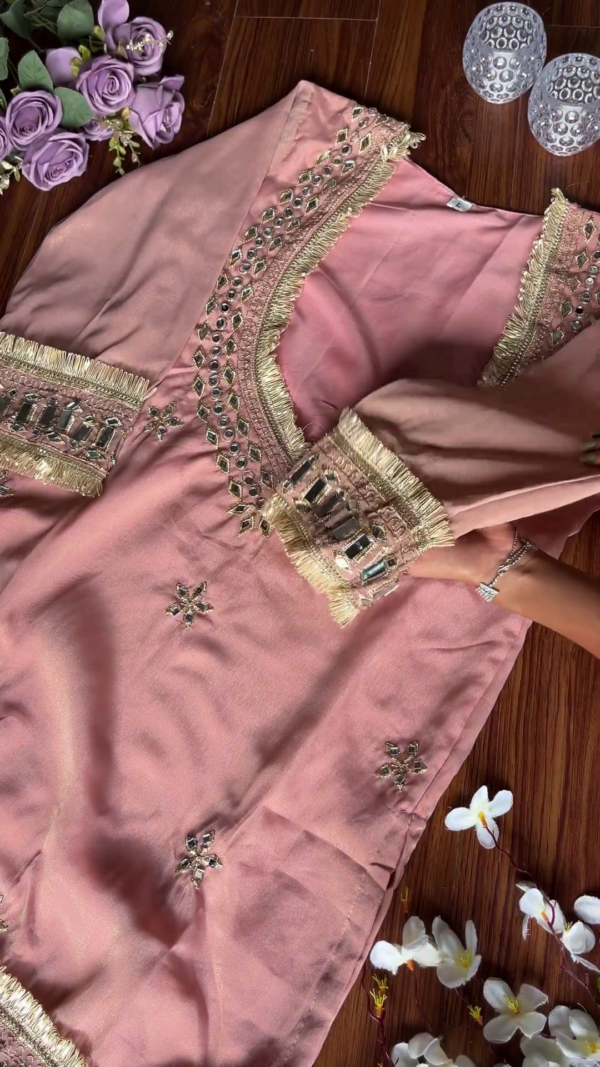 Blush Rose Mirror-Work Designer Kurta Set