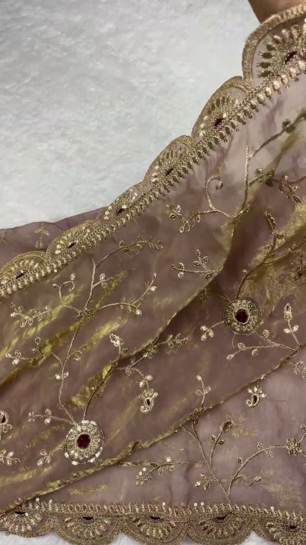Ornate Wine Velvet Blouse with Intricate Golden Embroidery