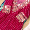 Vibrant Rani Pink Bandhani Anarkali with Heavy Mirror Work
