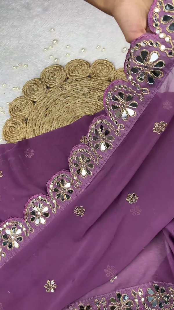 Mauve Purple Geometric Sequined Designer Gown