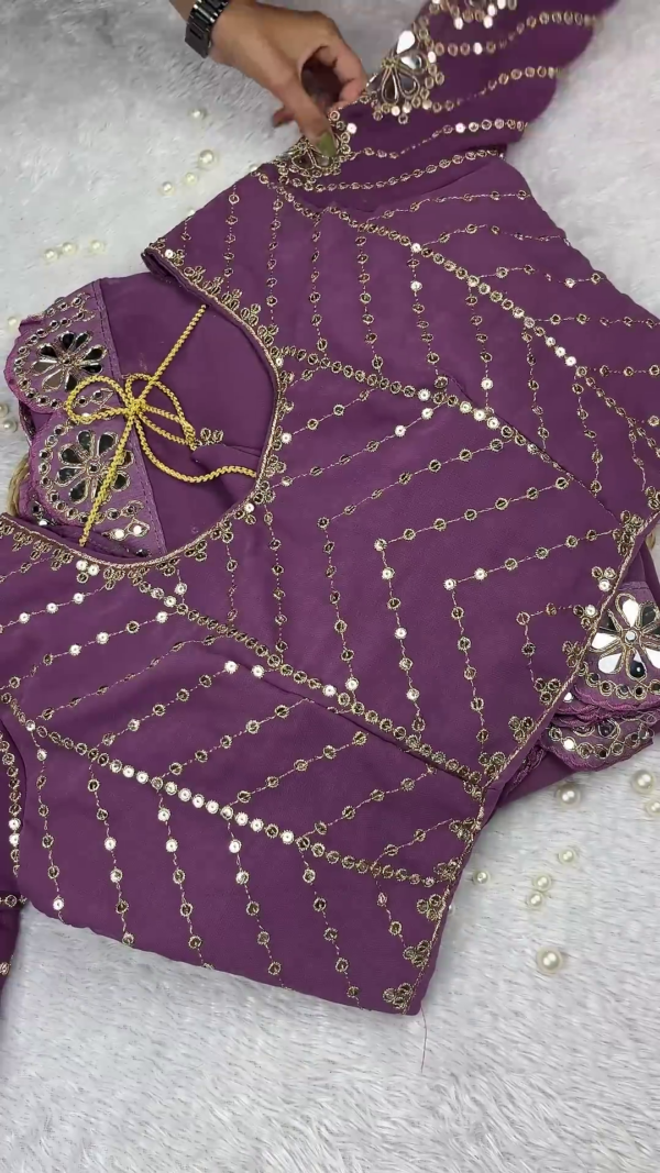 Mauve Purple Geometric Sequined Designer Gown