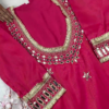 Vibrant Rani Pink Silk Anarkali with Heavy Mirror Artistry