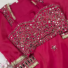 Vibrant Rani Pink Silk Anarkali with Heavy Mirror Artistry