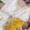 Ethereal White Anarkali with Mustard Floral Highlights