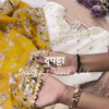 Ethereal White Anarkali with Mustard Floral Highlights