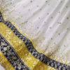 Ethereal White Anarkali with Mustard Floral Highlights