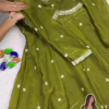 Regal Olive Green Scalloped Anarkali Gown