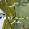 Regal Olive Green Scalloped Anarkali Gown