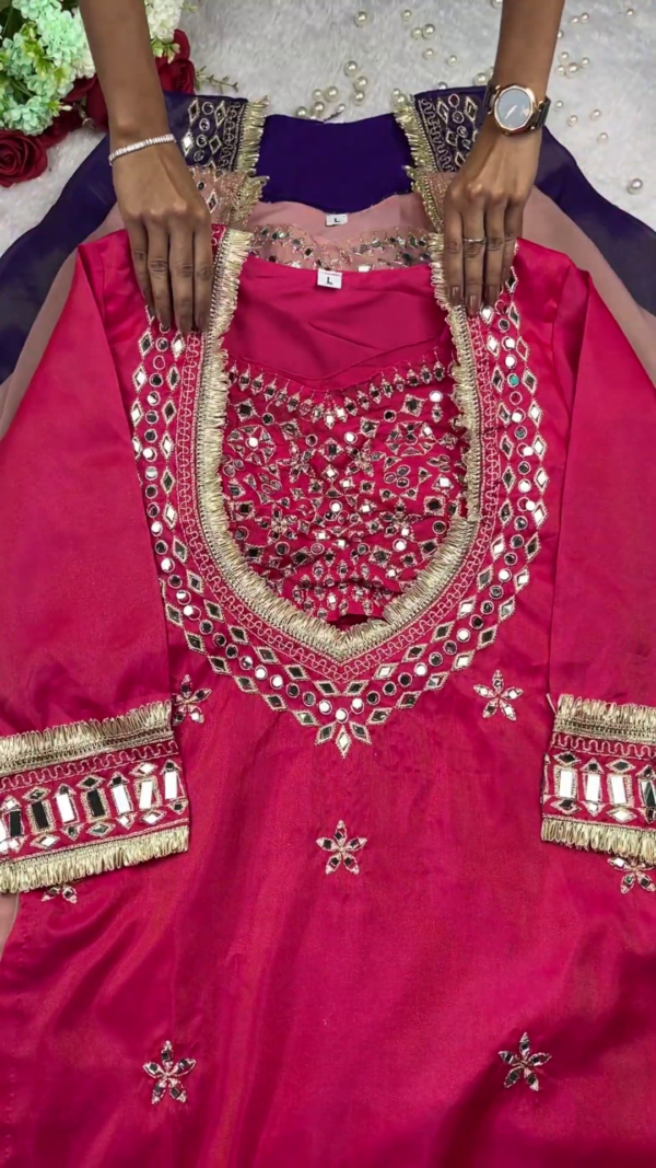Royal Purple Silk Kurti with Intensive Mirror Artistry