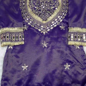 2673-2.png Royal Purple Silk Kurti with Intensive Mirror Artistry