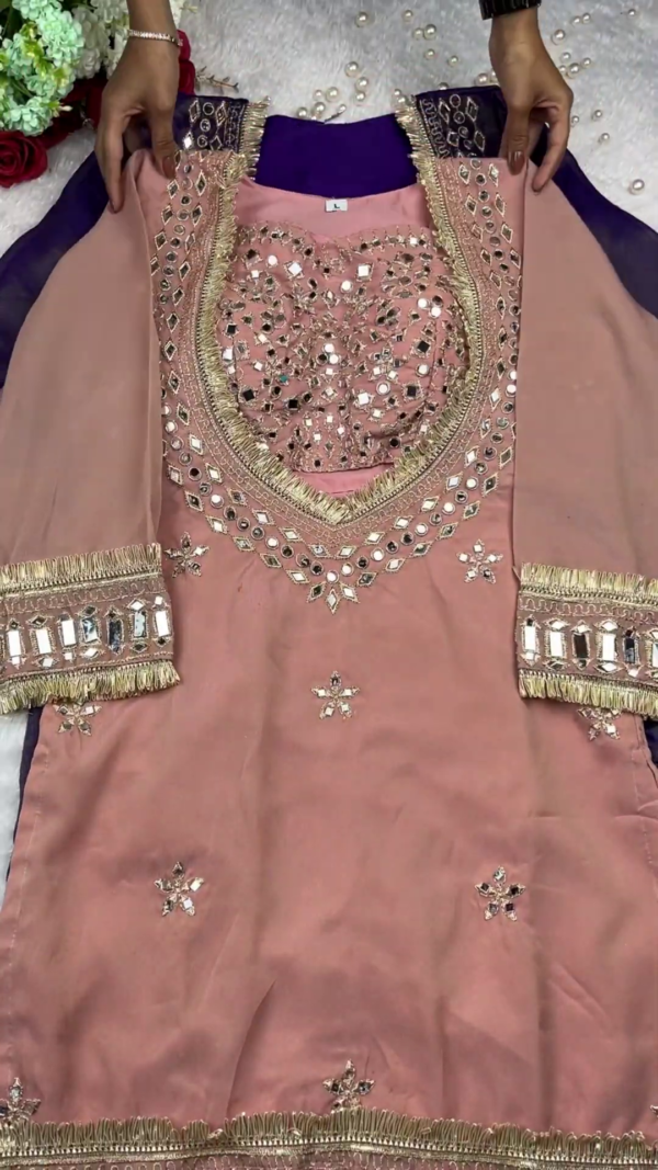 Royal Purple Silk Kurti with Intensive Mirror Artistry