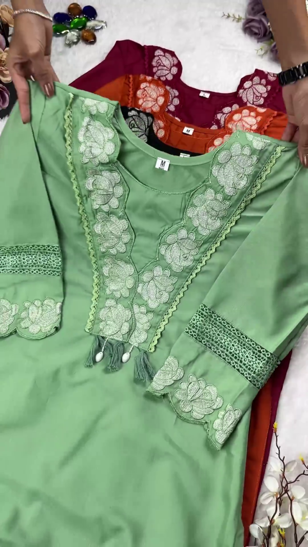 Royal Maroon Kurti with Rose Motif Embroidery