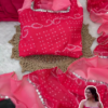 Vibrant Pink Bandhani Set with Mirror Artistry