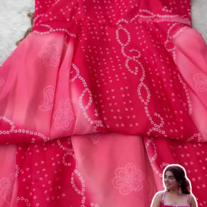 2679-2.png Vibrant Pink Bandhani Set with Mirror Artistry