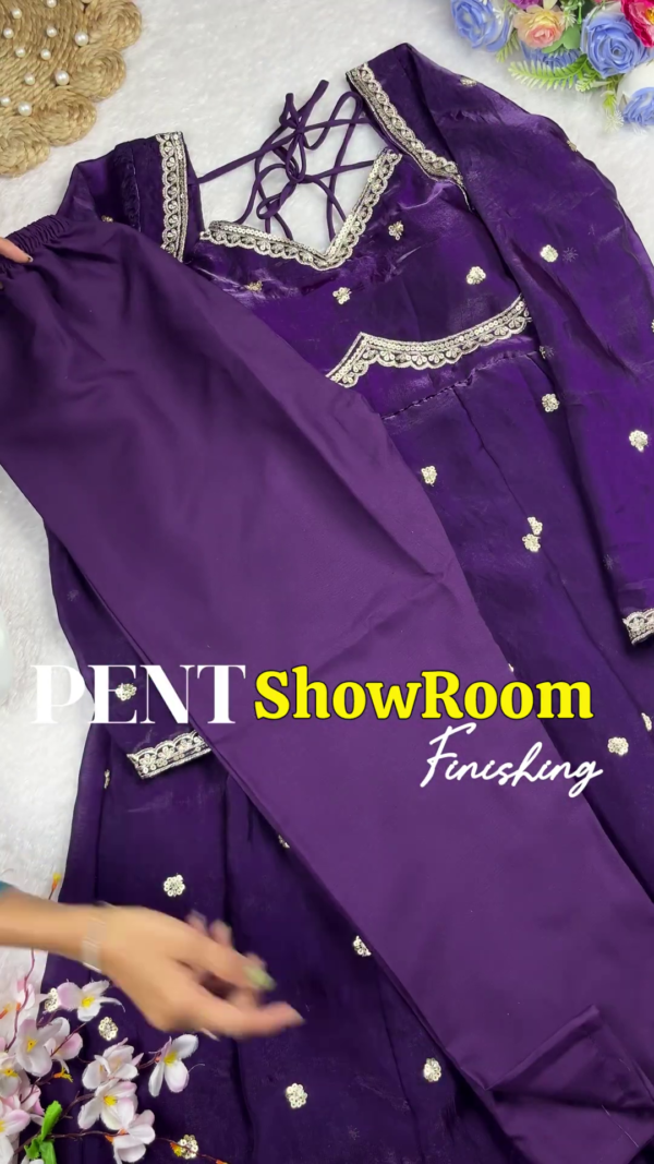 Royal Purple Anarkali with Scalloped Zari Borders