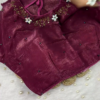 Mauve Silk Saree Set with 3D Floral Accents