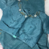 Mauve Silk Saree Set with 3D Floral Accents