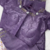 Mauve Silk Saree Set with 3D Floral Accents
