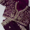 Grand Maroon Velvet Saree Set with Floral Zari jaal