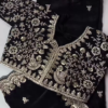 Grand Maroon Velvet Saree Set with Floral Zari jaal