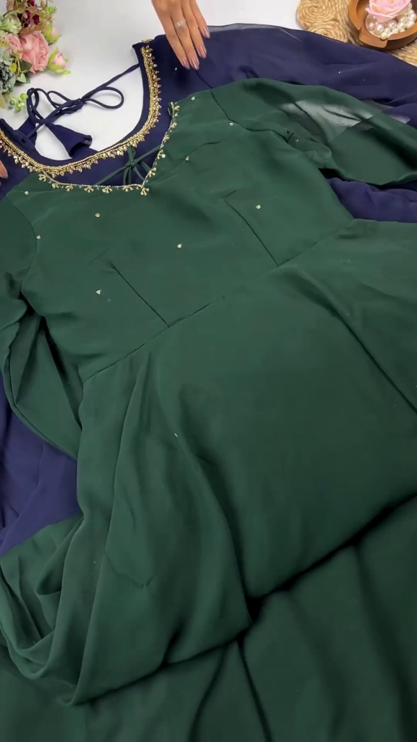 2692-3.png Forest Green Anarkali with Scalloped Zari Detailing