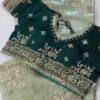Royal Burgundy Velvet Blouse & Slate Grey Saree Set