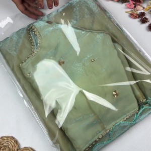 2694-2.png Ethereal Seafoam Green Saree with Botanical Artistry